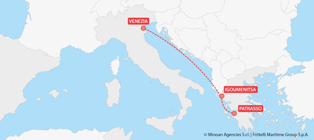 mappa traghetti grecia venezia patrasso grimaldi lines minoan lines