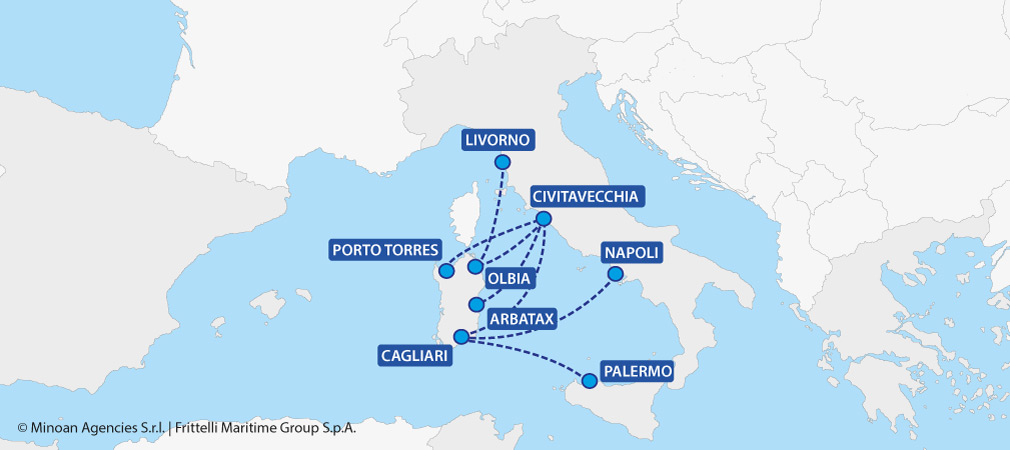 mappa traghetti sardegna grimaldi lines