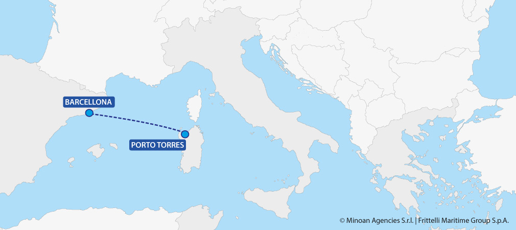 mappa traghetti spagna porto torres barcellona grimaldi lines