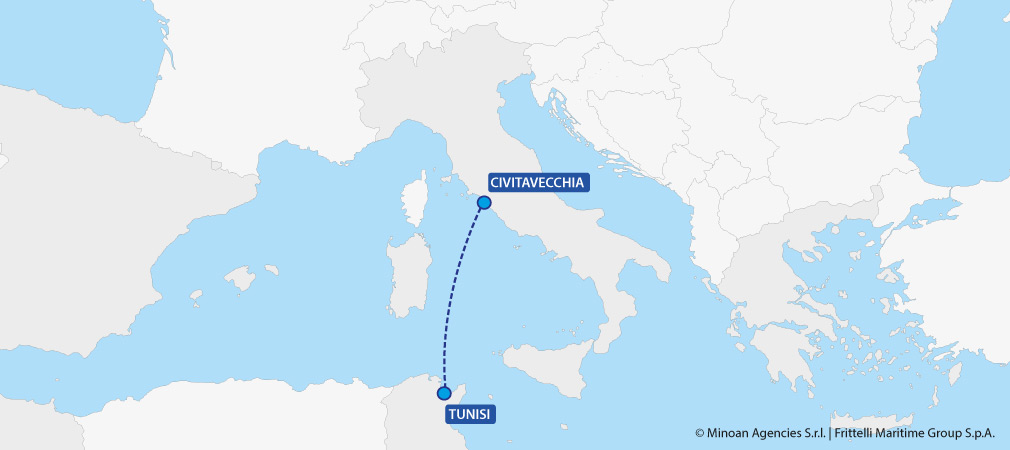 mappa traghetti tunisia civitavecchia tunisi grimaldi lines