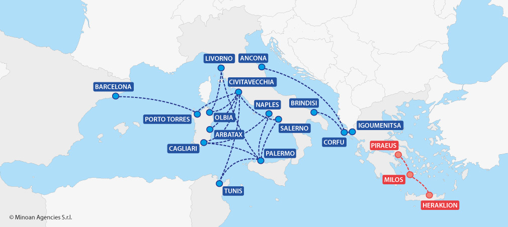 destinations routes grimaldi lines minoan lines