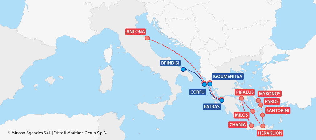 map ferries italy greece grimaldi lines minoan lines