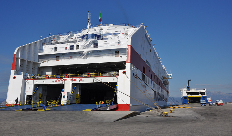 minoan lines garage trucks cargo